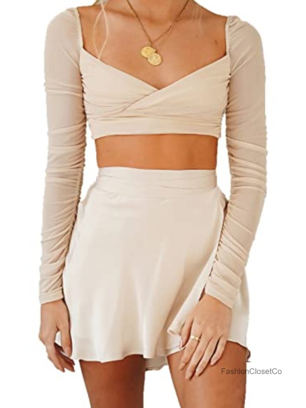 Womens High Waist Wrap Mini Skirt Satin Self Tie Flared A-Line